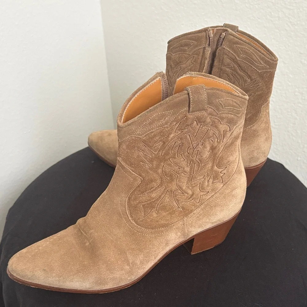 Saint Laurent western Tan Suede Ankle Boots - Picture 12 of 12
